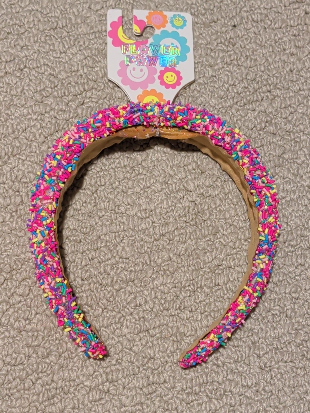 Sprinkle Multi Color Headband & Coral Bow - Picture 4 of 4